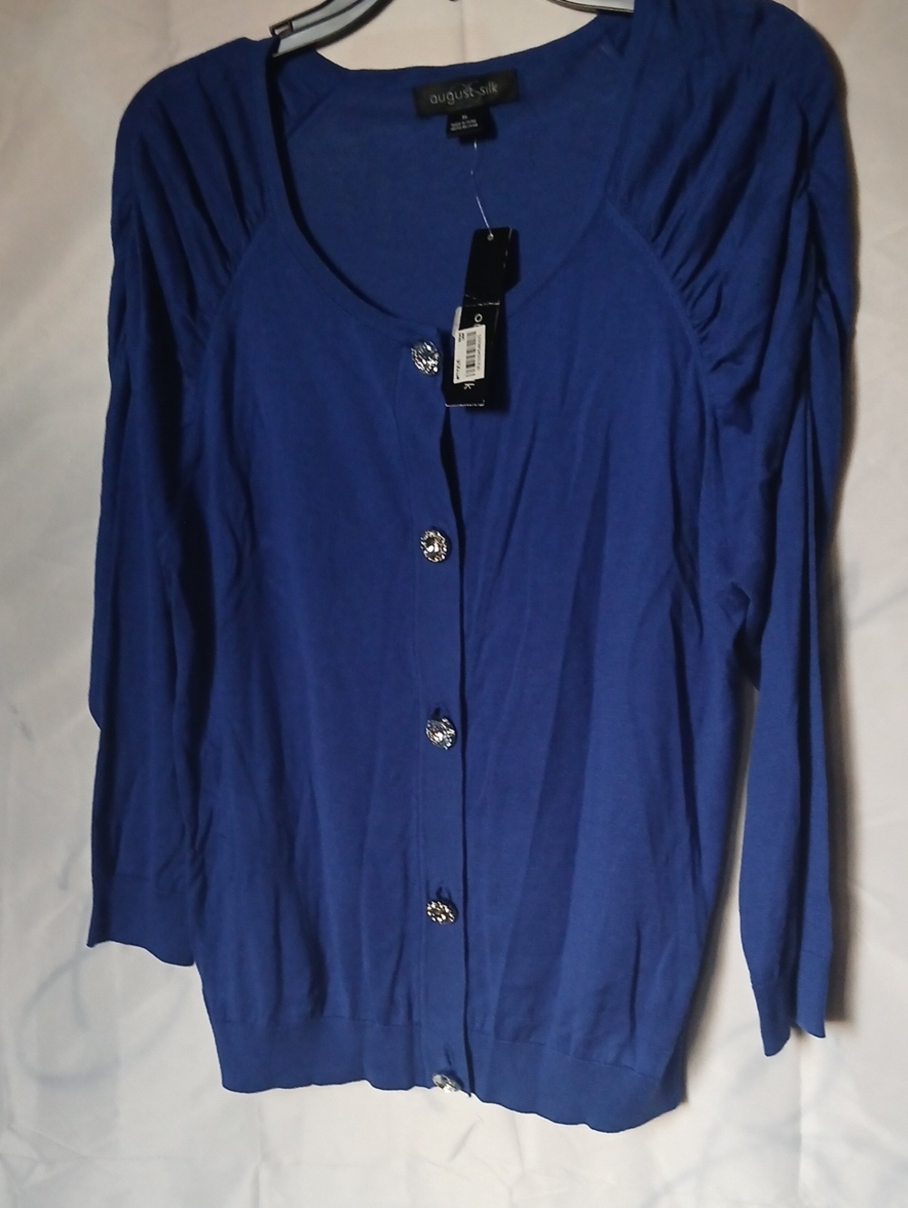 😍August silk cobalt blue button-front cardigan Size XL